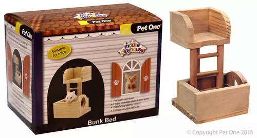 PET ONE Mouse Playhouse Bunk Bed Wood 8x9x13.5cm