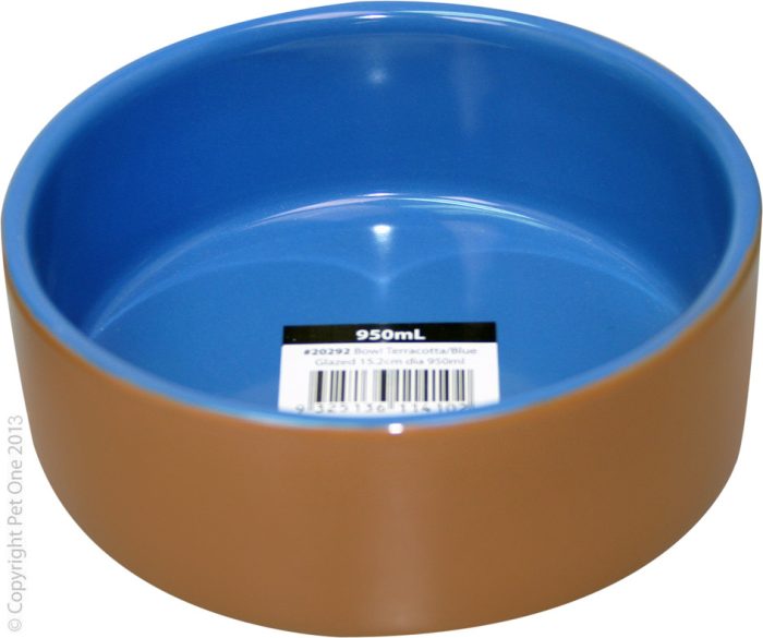 Terracotta Bowl Blue Glaze 950mL